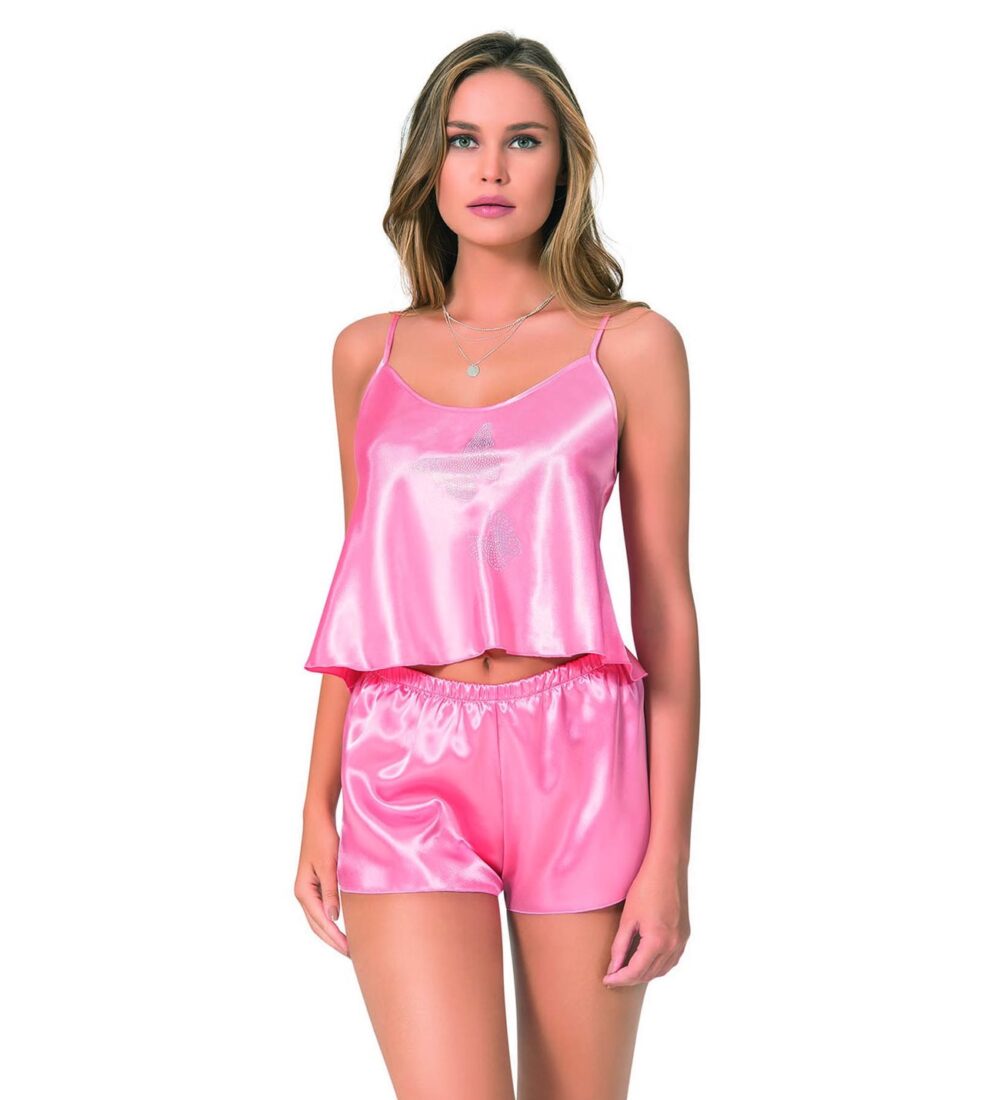 Γυναικείο σατέν babydoll σομόν