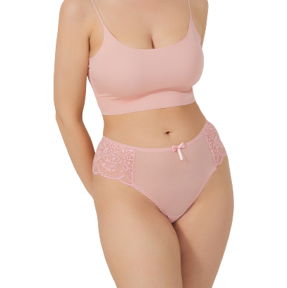 Γυναικείο εσώρουχο brazil big size με δαντέλα ροζ