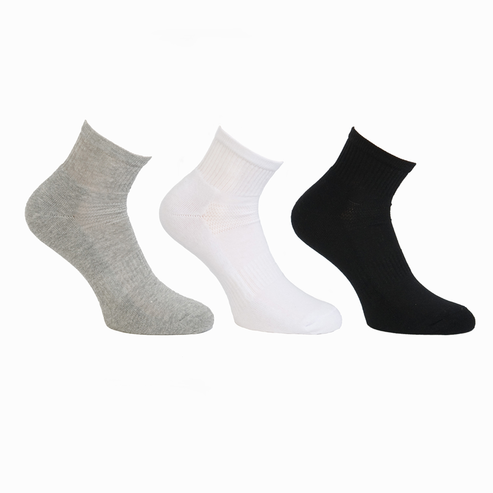 Ανδρική ημίκοντη κάλτσα μονόχρωμη γκρι-λευκό-μαύρο σετ 3 ζευγαριών