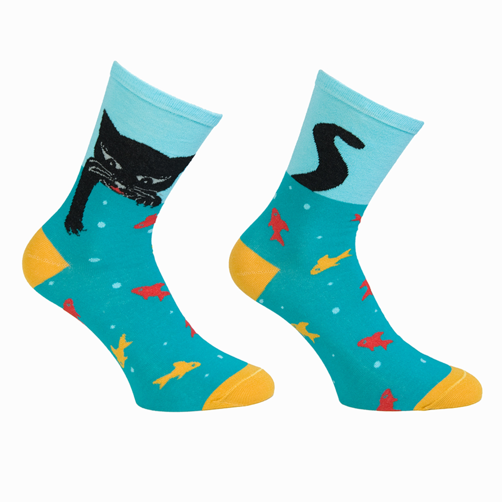 Κάλτσες unisex χρωματιστές με σχέδιο γάτες 1 ζευγάρι