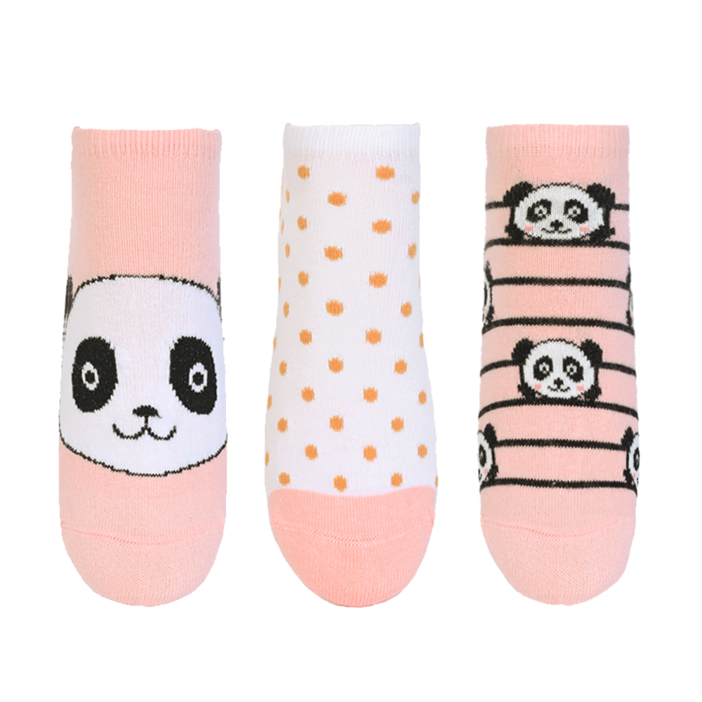 Παιδικές κάλτσες με σχέδιο ροζ πάντα σετ 3 ζευγαριών