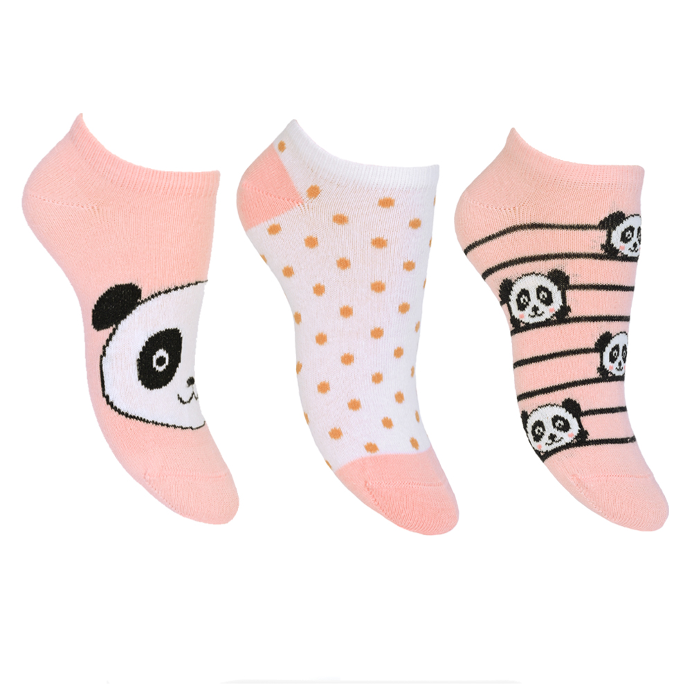 Παιδικές κάλτσες με σχέδιο ροζ πάντα σετ 3 ζευγαριών