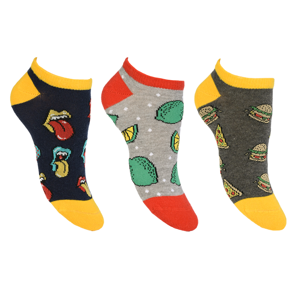 Παιδικές κάλτσες χρωματιστές με εντυπωσιακό σχέδιο σετ 3 ζευγαριών