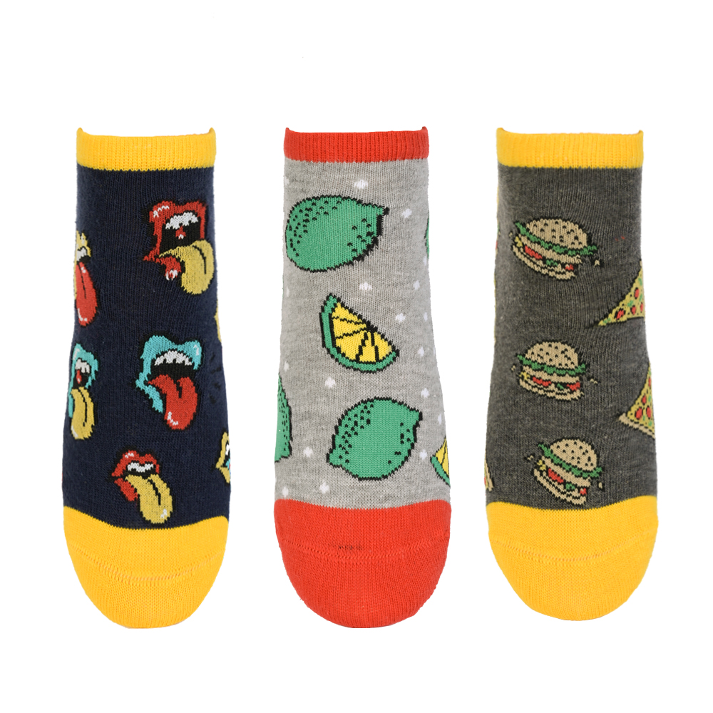 Παιδικές κάλτσες χρωματιστές με εντυπωσιακό σχέδιο σετ 3 ζευγαριών