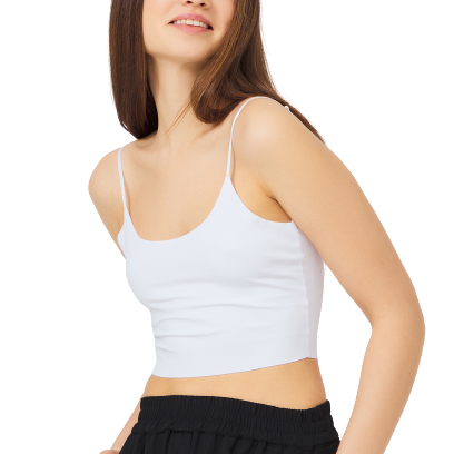Γυναικείο crop-top μπλουζάκι CottonHill με λεπτή τιράντα λευκό