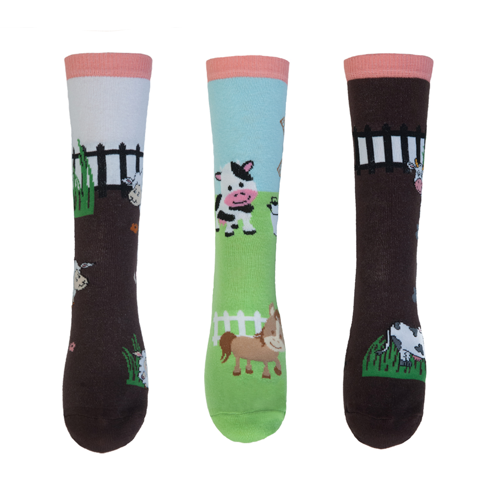 Παιδικές κάλτσες μακριές με σχέδια σετ 3 ζευγαριών χρωματιστές