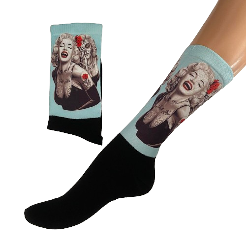 Κάλτσες με print Marilyn Monroe σιελ