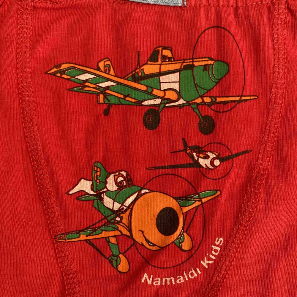 Παιδικό βαμβακερό μπόξερ με αεροπλάνα κόκκινο