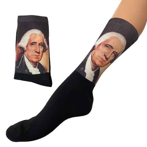 Κάλτσες με print George Washington μαύρες