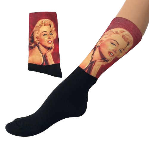 Κάλτσες με print Marilyn Monroe κόκκινο-μαύρες