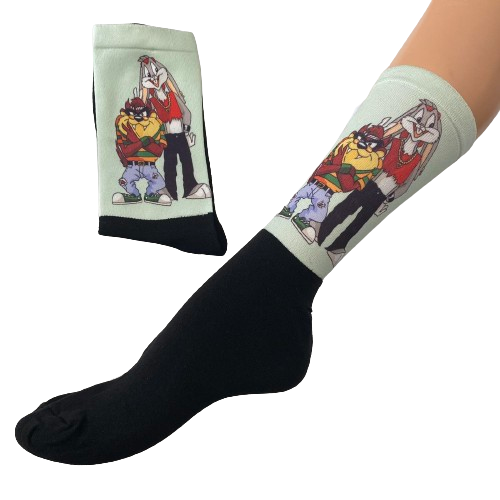 Κάλτσες με print Taz & Bugs μαύρες