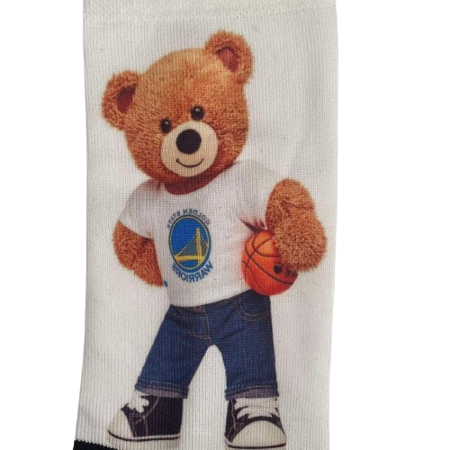 Κάλτσες με print αρκουδάκι λευκό