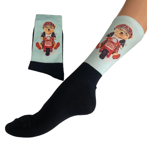 Κάλτσες με print αρκουδάκι με βέσπα