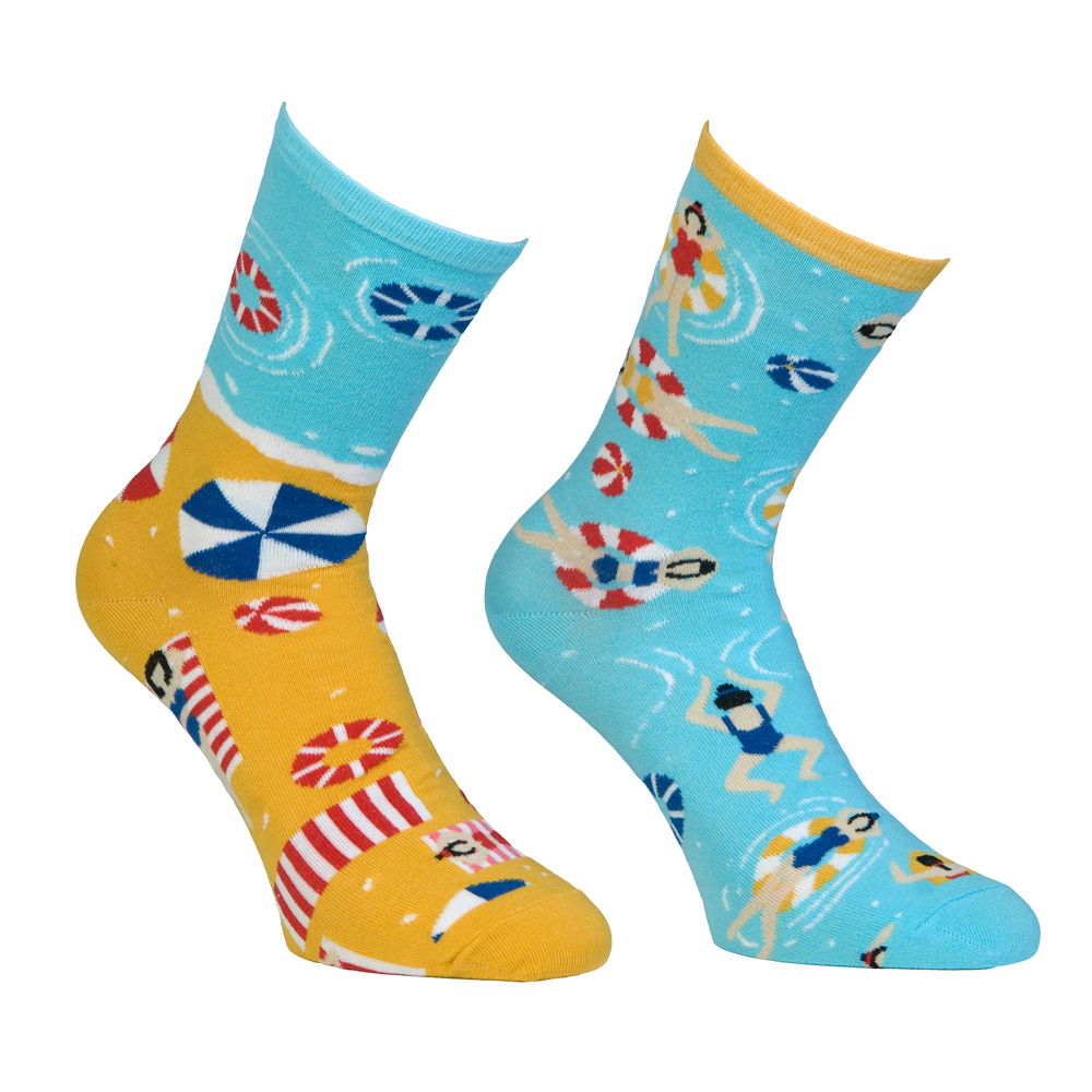 Κάλτσες unisex χρωματιστές με σχέδιο παραλία 1 ζευγάρι