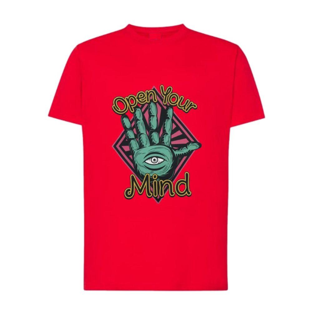 T-shirt κόκκινο βαμβακερό plus size με χέρι