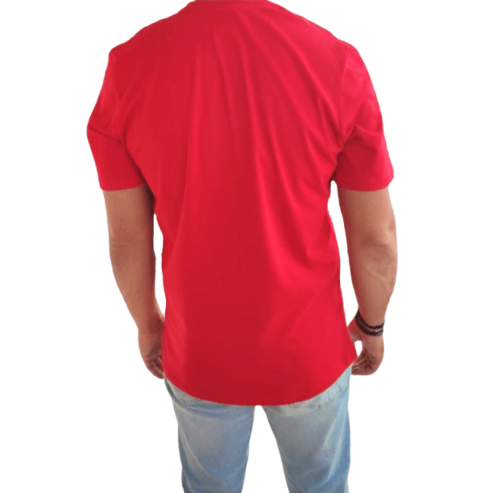 Βαμβακερό T-shirt κόκκινο plus size με μηχανή