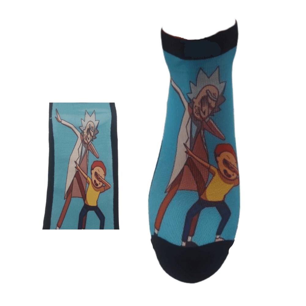Κάλτσες κοντές με print Morty and Rick dab