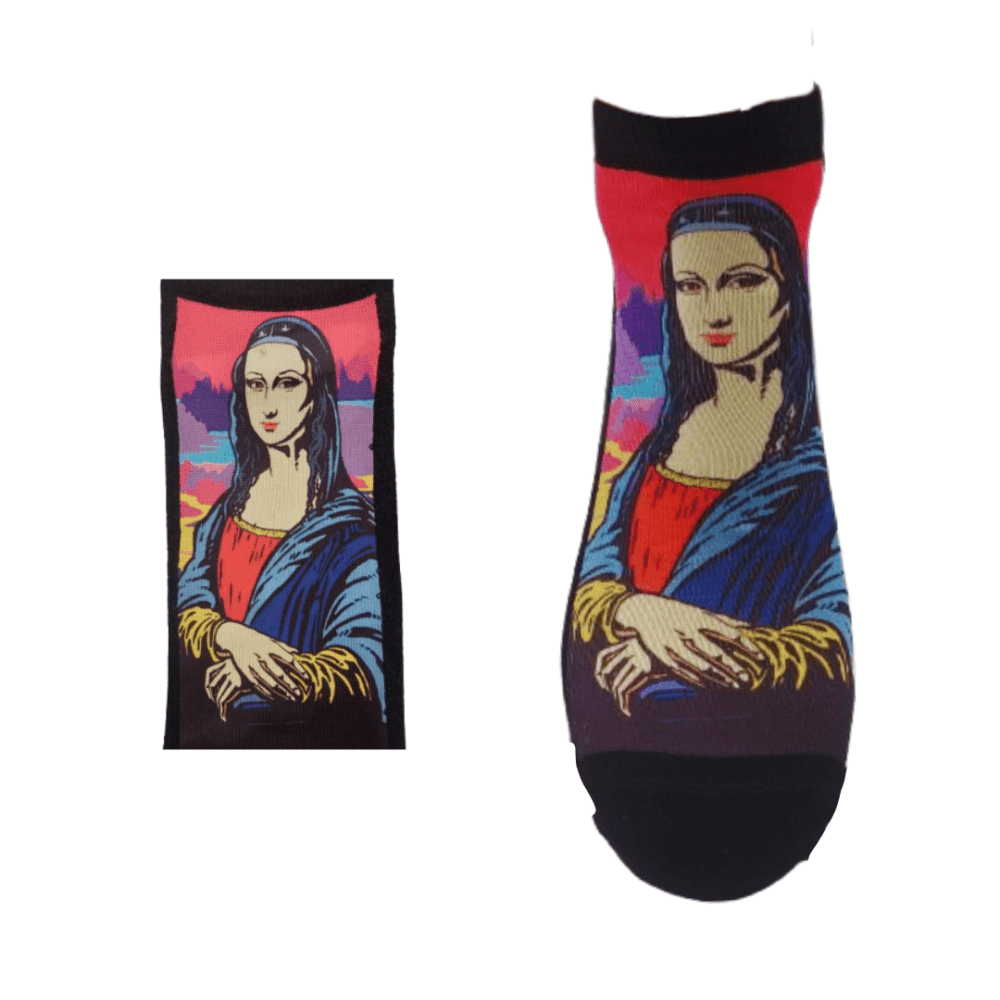 Κάλτσες κοντές με print Mona Liza φουξ
