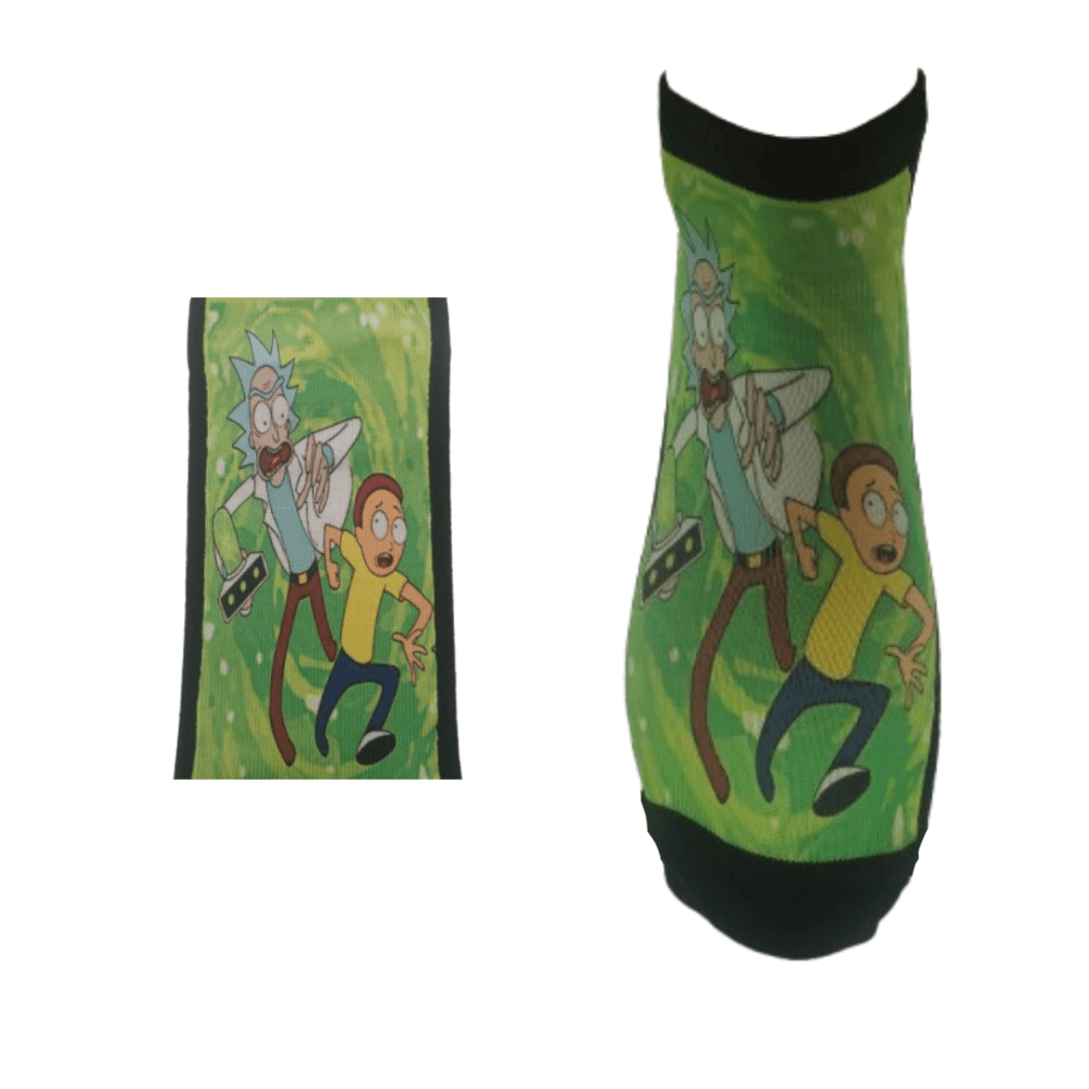 Κάλτσες κοντές με print Rick and Morty πράσινο
