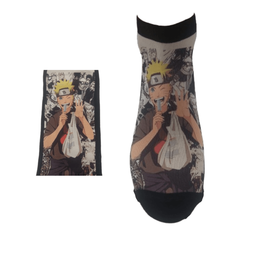Κάλτσες κοντές με print Naruto ασπρόμαυρο