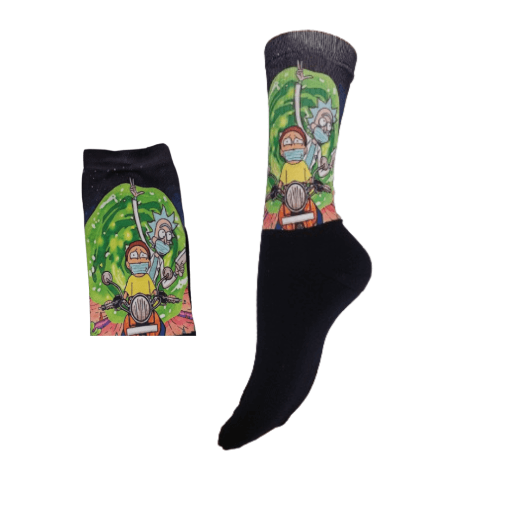 Κάλτσες με print Rick and Morty με μηχανή